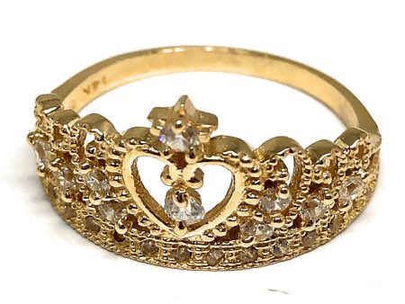 10k Solid Gold Crown Cubic Zirconia Ring Online now