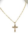 14k Solid Gold Yellow & Rose 2-Tone Jesus Cross Crucifix Pendant Necklace Cheap