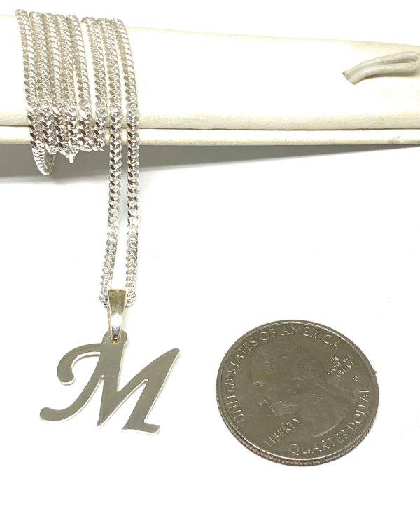 .925 Silver Custom Cursive Initial Pendant Necklace with Chain Options Online