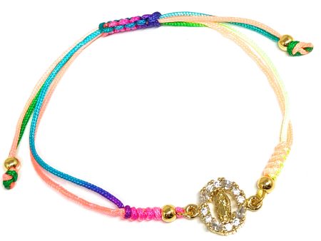 Gold Plated Colorful Virgin Mary Bracelet Virgen De Guadalupe Pulsera 8  Adjustable Supply