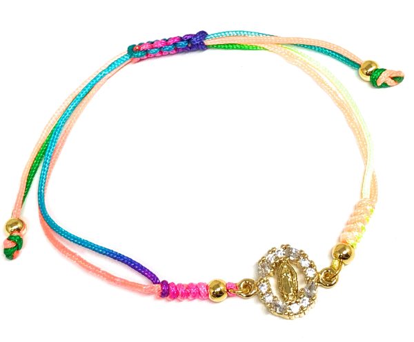 Gold Plated Colorful Virgin Mary Bracelet Virgen De Guadalupe Pulsera 8  Adjustable Supply