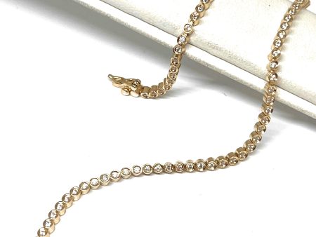 10k Solid Gold Tennis CZ Brracelet 7 INCH 2.25mm (5,2g) (FC) For Sale