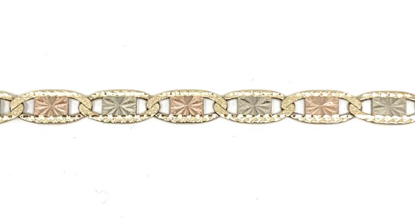 10k Solid Gold Tri-Color Valentina ID Brracelet 7.5 inch length 2.6mm Width (Free Engraving, Email us name!) Online now