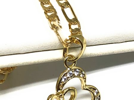 Gold Plated Yellow Dainty Butterfly Heart CZ Pendant Necklace Chain 18” 3mm Online Hot Sale