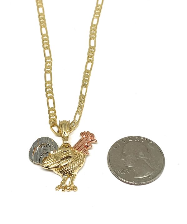 Gold Plated Chicken Rooster Pendant Necklace 26  Gallo Medalla Oro Laminado Supply