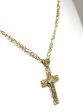 14k Solid Gold 2-Tone Jesus Cross Crucifix Pendant Necklace For Discount