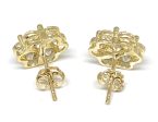 10k Solid Gold Cubic Zirconia CZ Flower Stud Earrings Fashion