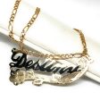 10k Solid Gold Custom CURSIVE ROSE & STEM Nameplate Pendant Necklace with Chain Options For Sale