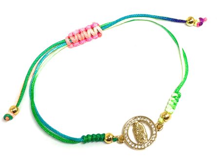 Gold Plated Colorful Virgin Mary Bracelet Virgen De Guadalupe Pulsera 8  Adjustable Sale