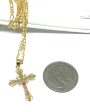 14k Solid Gold Yellow & Rose 2-Tone Jesus Cross Crucifix Pendant Necklace Cheap