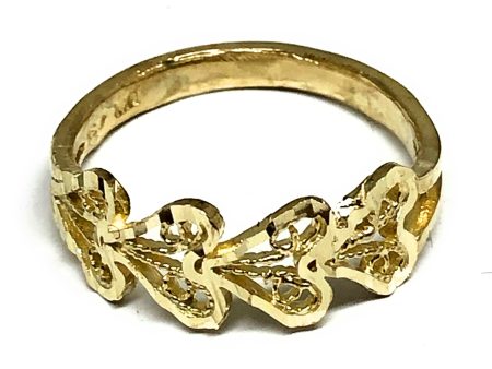 10k Solid Gold Yellow Heart Band Filigree Ring Online Sale