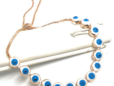 Gold Plated Evil Eye WHITE & BLUE Bracelet 8-10 inch Online