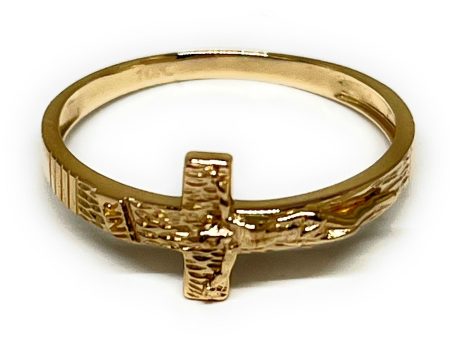 10k Solid Gold Yellow Jesus Cross Crucifix Ring (FC 132) For Discount