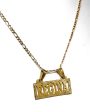 14k Solid Gold Custom BLOCK ELEGANT SQUARE Nameplate Pendant Necklace with Chain Options For Cheap