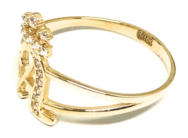 10k Solid Gold Yellow Crown CZ CUSTOMIZED Initial Ring Sale