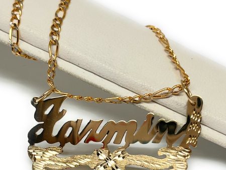 10k Solid Gold Custom CURSIVE FLOWER Nameplate Pendant Necklace with Chain Options For Discount