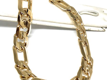 Men’s Gold Plated FIGARO Bracelet 8.5” 7mm Width Esclava Online Sale