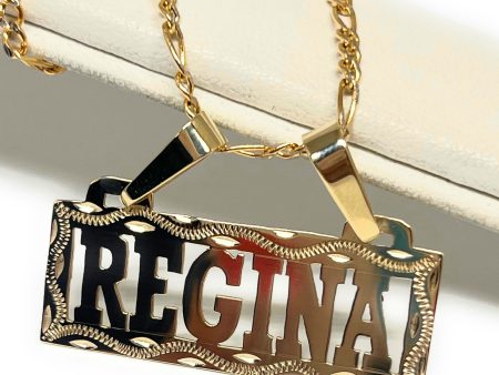 14k Solid Gold Custom BLOCK ELEGANT SQUARE Nameplate Pendant Necklace with Chain Options For Cheap