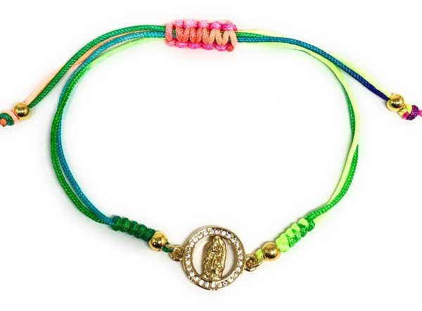 Gold Plated Colorful Virgin Mary Bracelet Virgen De Guadalupe Pulsera 8  Adjustable Sale