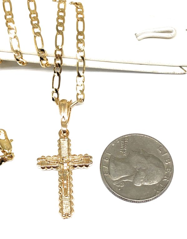 Gold Plated Classic Cross Jesus Crucifix 24  Chain Cruz Crucifijo 24  Online now