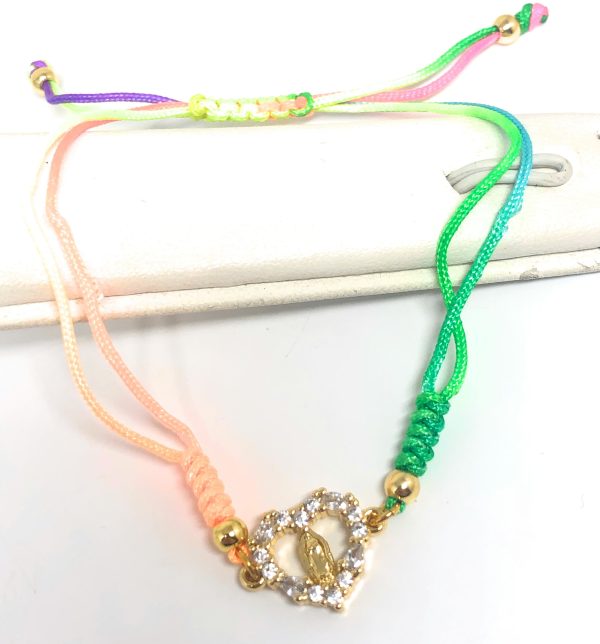 Gold Plated Colorful Virgin Mary Bracelet Virgen De Guadalupe Pulsera 8  Adjustable For Discount