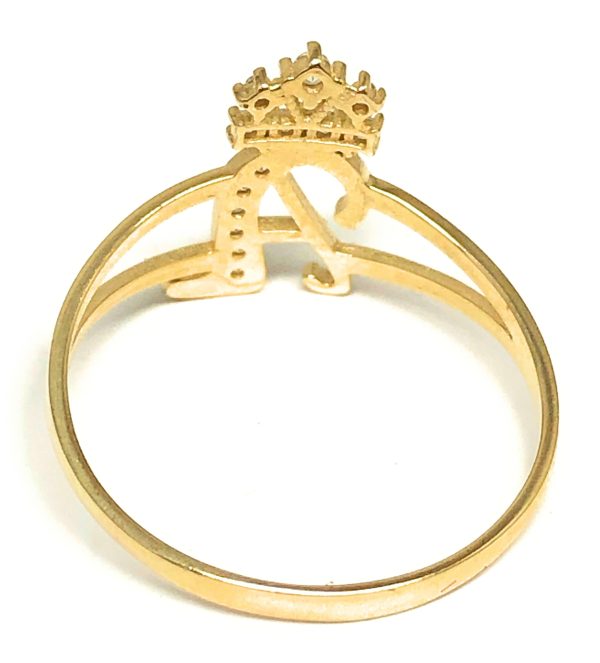 10k Solid Gold Yellow Crown CZ CUSTOMIZED Initial Ring Sale