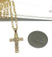 14k Solid Gold 2-Tone Jesus Cross Crucifix Pendant Necklace For Discount