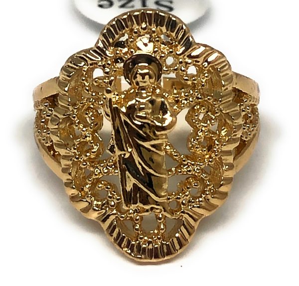 Gold Plated Yellow San Judas Saint Jude Filigree Ring Anillo Online