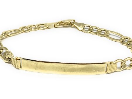 10k Solid Gold Yellow Figaro ID Brracelet 7-8.5 inch length 5.5-6.5mm Width (Free Engraving, Email us name!) For Sale