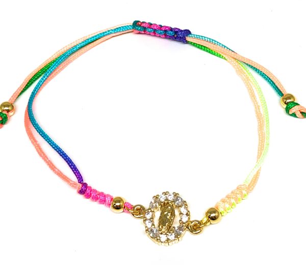 Gold Plated Colorful Virgin Mary Bracelet Virgen De Guadalupe Pulsera 8  Adjustable Supply