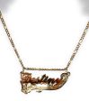 10k Solid Gold Custom CURSIVE ROSE & STEM Nameplate Pendant Necklace with Chain Options For Sale