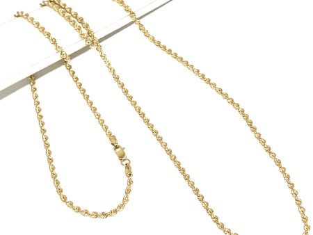 10k Solid Gold Yellow Rope Chain 16-26 inches 2.3mm (Semi-Hollow Style) Fashion