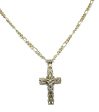 14k Solid Gold 2-Tone Jesus Cross Crucifix Pendant Necklace For Discount