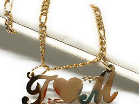 10k Solid Gold Yellow Custom Double Initial Heart Letter Pendant Necklace with Chain Options Hot on Sale