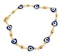 Gold Plated BLUE Evil Eye Bracelet 8.5 inch For Discount