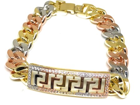 Gold Plated Tri-Color Miami Cuban Link Bracelet 7.5” 11mm Width Esclava Sale