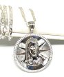 .925 Silver Jesus Sagrado Corazon CZ Pendant Necklace with Valentina Chain on Sale