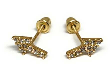 10k Solid Gold ARROWS ZIRCONIA MINI DAINTY Stud Earrings (FCE 24) Online Sale