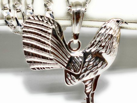 .925 Silver GALLO MEDALLA ROOSTER CHICKEN PENDANT NECKLACE Supply