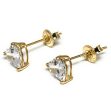 10k Solid Gold Cubic Zirconia Heart Stud Earrings (FCE 16) Cheap