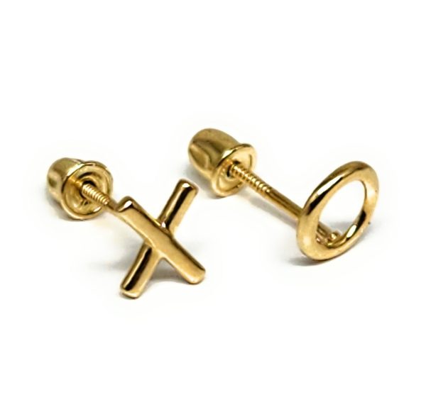 10k Solid Gold  X   O  HUGS & KISSES MINI DAINTY Stud Earrings (FCE 19) For Cheap