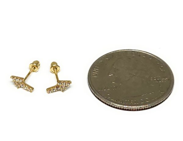 10k Solid Gold ARROWS ZIRCONIA MINI DAINTY Stud Earrings (FCE 24) Online Sale