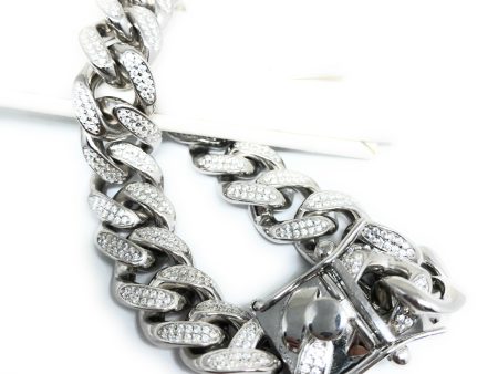 .925 Silver Icced Out CZ Big Cuban Link 8-9 inch 12mm width Braccelet For Cheap