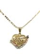 Gold Plated Tri-Color Heart  I Love you  Pendant Necklace Chain 24” Corazón Medalla Online Hot Sale