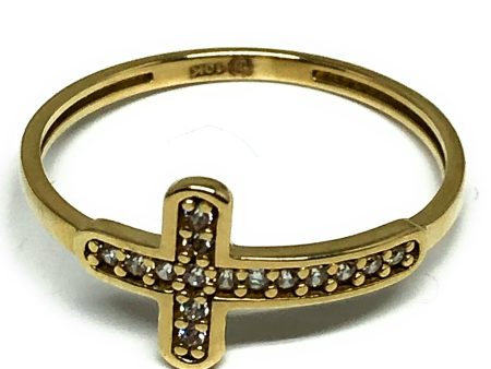 10k Solid Gold Cross CZ Ring Fashion