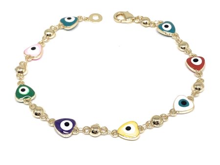 Gold Plated Evil Eye Multi-Color Bracelet 8.5 inch Online