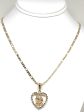 Gold Plated Rose Heart CZ Pendant Necklace Chain 24” Flor Pendant Online Sale