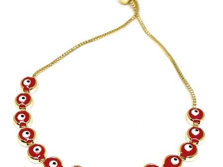 Gold Plated Evil Eye RED Bracelet 8-10 inch Sale