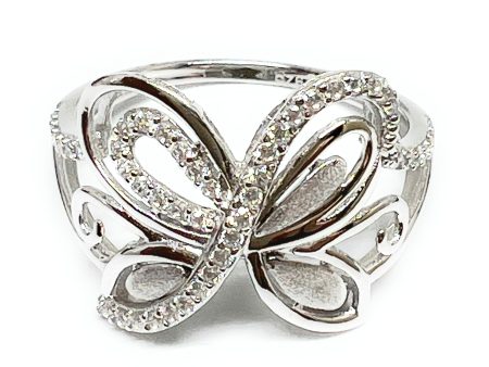 .925 Silver Classic Butterfly CZ Ring For Sale