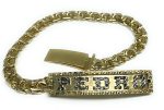 14k Solid Gold CHINO LINK GREEK BORDER (MEANDROS) SUPERIMPOSED (SOBREPUESTO) CUSTOMIZED 3D NAME BRRACELET 8.5 INCH 7MM WIDTH (MADE IN MX) (LARGE, MED) Fashion